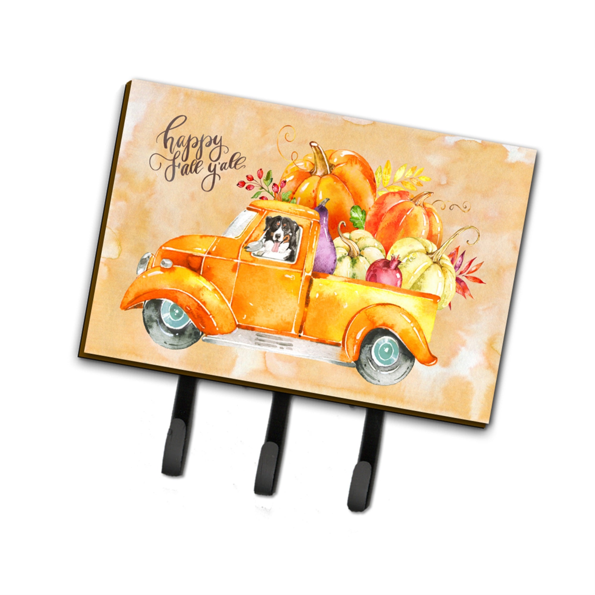 Caroline'S Treasures Fall Harvest Bernese Mountain Dog Leash Or Key Holder Hooks, Multicolor